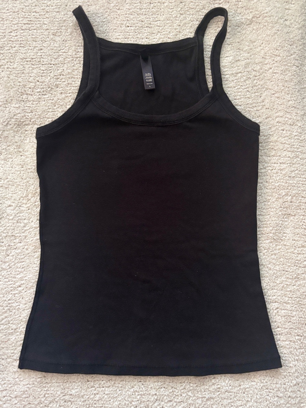 Skims Logo Pointelle Black Tank Top